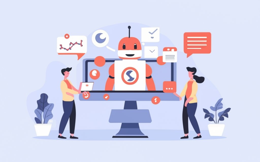 robot writing articles illustration